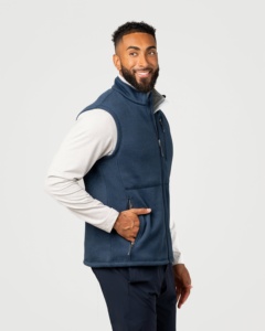 Chaleco de Forro Polar Azul Marino para Hombre con Cremallera, Cuello Alto, Ropa Exterior Informal, Cortavientos, Tejido Sólido de Poliéster, para Otoño - Product Image 4