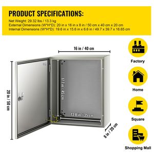Boîtier électrique métallique NEMA 4X 20x16x8FT en acier, résistant à l'eau et à la poussière IP66 pour utilisation en extérieur et en intérieur - Product Image 4