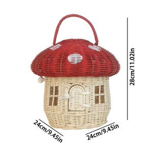 Natural Rattan Mushroom <b>Basket</b> Handmade <b>Woven</b> Storage <b>Basket</b> for Kids Toy Storage Home Decor Organizer - Product Image 6