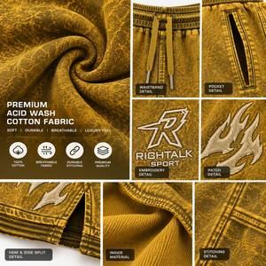 Pantalones Cortos Deportivos para Hombre, Diseño de Llama con Relieve Dorado, Cintura Elástica con Cordón, Transpirables, Peso Medio, para Verano - Product Image 6