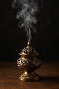 Quemador de incienso de madera con cuenco de metal, hecho de madera pura - Product Image 6