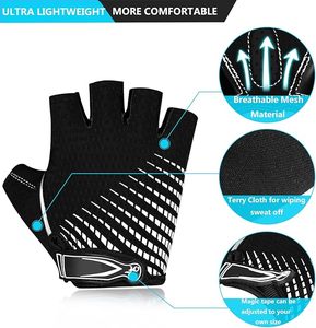 Guantes de gimnasio de medio dedo, transpirables, de malla, para levantamiento de pesas, entrenamiento físico, correa de muñeca ajustable, unisex - Product Image 2