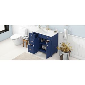 Mobile Bagno Stile Transizionale da 36 Pollici con Lavabo in Resina, Mobiletto Singolo con 2 Cassetti e 1 Ripiano Regolabile - Product Image 5
