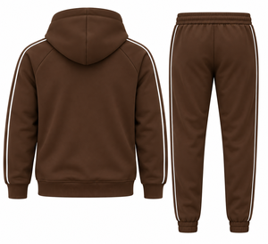 Conjunto deportivo informal para hombre, con sudadera con capucha y cremallera marrón y pantalones tipo jogger. - Product Image 2