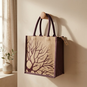 Sac cosmétique en toile de jute et coton naturel en gros |   Sac de maquillage imprimé avec fermeture éclair, durable, doux, pour usage quotidien, de qualité supérieure - Product Image 2