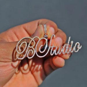 Cursive Latter <b>Pendant</b> Iced Out 925 <b>Silver</b> <b>Pendant</b> Hip Hop <b>Pendant</b> VVS Moissanite <b>Pendant</b> Rapper Bling <b>Pendant</b> <b>Initial</b> <b>Pendant</b> - Product Image 4