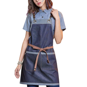 Delantales de trabajo para hombre y mujer con logotipo personalizado, delantales resistentes de último estilo con logotipo personalizado, uniforme para peluquería, delantales de color gris. - Product Image 1