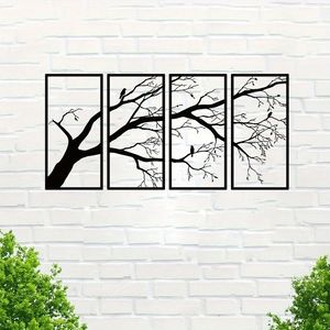 CIFbuy Quadro da Parete a 4 Pannelli in Stile Minimalista, in Ferro, con Ramo Nudo e Uccello, Decorazione di Lusso per la Casa a Tema Naturale, Disponibile per Ritiro in Negozio - Product Image 5