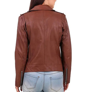 Fashion Leather <b>Jacket</b> for <b>Women</b> Premium Genuine Leather Outerwear <b>Lightweight</b> Comfortable Casual Daily Wear Modern Style - Product Image 3