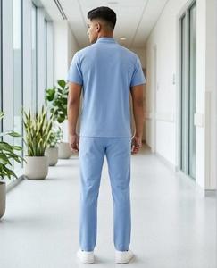 Mens Light Blue Medical Hospital Custom <b>Uniform</b> Set <b>Scrub</b> Set - Product Image 3