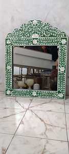 Stylish Good Quality Wall Mirror <b>Frame</b> Handmade Green Floral Bone Inlay <b>Arch</b> Wall Mirror Traditional Decorative Wood <b>Frame</b> - Product Image 6