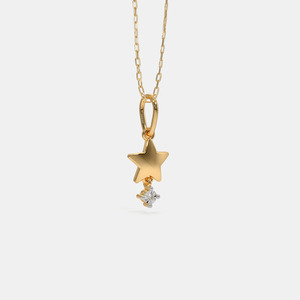 Yellow Gold Double Star Lab Grown Diamond Drop Pendant Necklace - Product Image 4