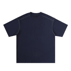 T-shirt Homme d'été en Coton Lourd 280g, Coupe Ample, Couleur Unie, Manches Courtes, avec Coutures Contrastantes - Product Image 5