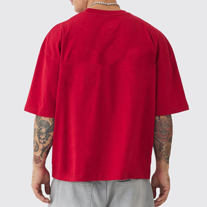 เสื้อยืดผู้ชายทรงโอเวอร์ไซส์ วินเทจ ผ้าฝ้ายถักคุณภาพสูง 100% แขนสั้น คอกลม ดีไซน์เรียบง่าย น้ำหนัก 220 กรัม ปรับแต่งได้ตามต้องการ - Product Image 5