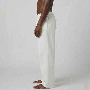 Premium <b>White</b> Wide Leg Sweatpants Heavyweight Cotton Fleece Mid Waist Elastic Relaxed Fit Casual Streetwear Lounge Pants <b>Men</b> - Product Image 3