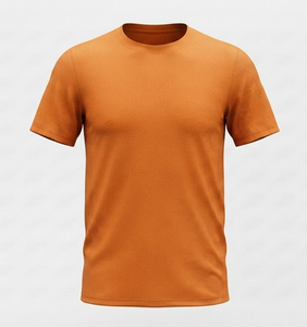 Camiseta de Punto de Manga Corta con Cuello Redondo para Hombre, Color Naranja, Corte Regular, Estilo Casual, 100% Algodón Jersey - Product Image 1