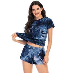 Ensemble d'été tendance tie-dye en tissu doux, léger, confortable, coupe décontractée, qualité supérieure, respirant, tenue pour femme - Product Image 4