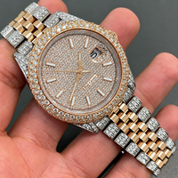 Montre de luxe vintage en métal pour homme Raj Gems, cadran 41 mm, lunette en moissanite, acier inoxydable, 18 mm, résistance à l'eau 10 bars, affichage de la date