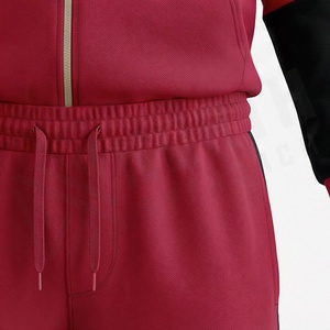 Survêtement à capuche pour homme, rouge et noir, avec fermeture éclair intégrale, poches latérales, vêtements de sport décontractés, tenue d'automne - Product Image 5