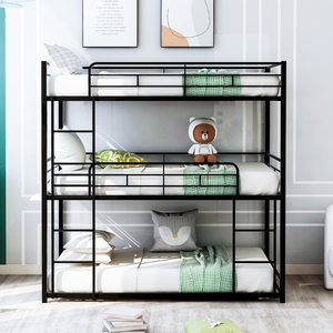 Nueva litera triple metálica con 2 escaleras, barandillas y estructura resistente para niños, adolescentes, adultos, dormitorios y hogares. - Product Image 2