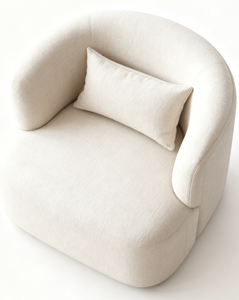 Fauteuil classique moderne de haute qualité en imitation peau de mouton, fauteuil de loisirs crème, écologique, durable, en acier inoxydable, pour l'extérieur, l'école - Product Image 2