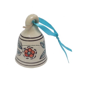 Petites cloches murales décoratives en céramique peintes à la main en multicolore pour noël et la maison - Product Image 1