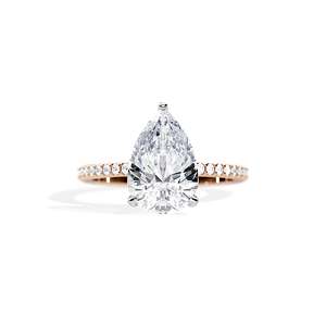 Women's Pear Cut Diamond Engagement Ring 14K Gold Plated Prong Setting IGI Certified floral Style - Product Image 1