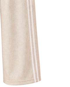 Pantalones de chándal anchos de lino beige personalizados por el fabricante con rayas laterales blancas para mujer, pantalones casuales de ajuste holgado con cintura elástica - Product Image 4