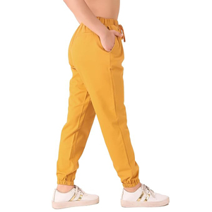 Joggers d'été légers jaune moutarde pour femmes, avec cordon de serrage élastique aux poignets, vente en gros, coupe tendance européenne - Product Image 2
