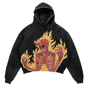 Fabricant de vêtements streetwear d'hiver personnalisés, sweat à capuche pour homme à épaules tombantes, coupe courte, vintage, effet usé, délavé à l'acide, imprimé graphique DTG - Product Image 4