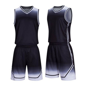 Custom Basketball Jersey Set Black Gradient V-Neck Sleeveless Moisture Wicking Polyester Unisex Adult All Seasons - Product Image 4