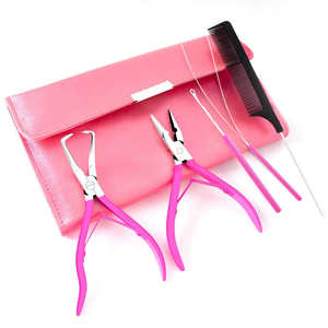 Kit d'outils professionnels pour extensions de cheveux avec pinces et micro-anneaux en acier inoxydable pour usage en salon et installation de cheveux naturels - Product Image 5