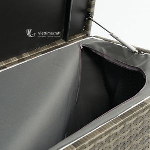 Luxury Waterproof Rattan Garden Hamper <b>Chest</b>, Sustainable Patio Cushion <b>Storage</b> Trunk with Zippered Liner for Poolside & Deck - Product Image 4