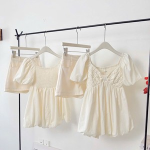 Robe Babydoll Blanche Unie à Manches Courtes et Col Carré, Style Doux, avec Short Intégré, Tissée, Respirante, Séchage Rapide, 100% Coton, Vente en Gros Usine - Product Image 1