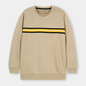 Pull en maille unisexe à col rond, coupe ample, rayé, décontracté, manches longues, beige avec jaune, noir et blanc, pour l'automne - Product Image 6
