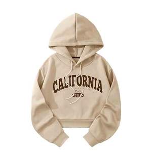 Sweat-shirt court à capuche oversize pour femme, hiver, avec motif graphique frontal, manches longues et cordon de serrage, ODM - Product Image 5