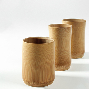 Tasse à eau en bambou naturel sculpté, tasse à thé, bière, café, jus, tasse à boire artisanale en bois - Product Image 1