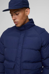 Blouson matelassé en toile personnalisé pour homme, style streetwear, avec col montant, logo personnalisé sur le devant, design à bulles, coupe-vent et respirant pour l'hiver - Product Image 6