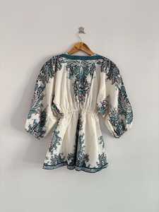 Blusa Casual Floral Boho para Vacaciones de Verano (Viscosa de Seda Ecológica, Talla Única) - Product Image 6