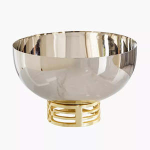 Bol décoratif de table en laiton poli écologique avec support doré pour les fêtes - Product Image 1