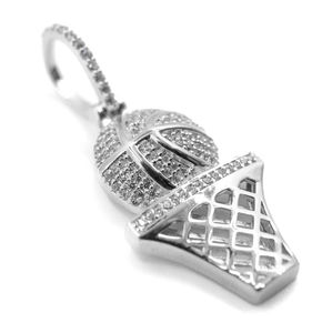 Pendentif Cerceau de Basket-Ball Plaqué Argent avec Incrustation de Strass, Breloque Thème Sportif Unisexe, Bijou Décontracté et Sportif, Idéal Cadeau - Product Image 2