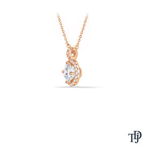 Elegante colgante de oro de 18 quilates con halo de diamantes cultivados en laboratorio, corte brillante, con engaste y un solo diamante. - Product Image 2