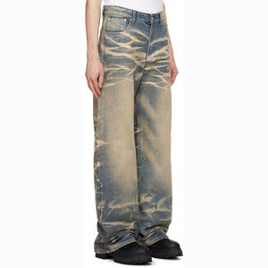 Vaqueros Baggy Rectos Personalizados de Estilo Urbano para Hombre, Vaqueros de Mezclilla de Algodón Oscuro Desgastado, Pantalones Vaqueros Vintage de Moda para Hombre - Product Image 2