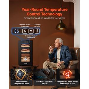 23L Electric <b>Cigar</b> <b>Humidor</b> 150 Counts Mechanical Hygrometer Spanish Cedar Wood Shelves Drawers Temperature Control 3 Layers - Product Image 2