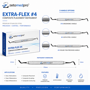 Instrumento de Colocación de Composite Extra-Flex Premium Dental No. 4 Instrumentos Restauradores de Acero Inoxidable OEM Zetomed Pro - Product Image 2