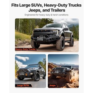 Treuil électrique pour camion 12V DC avec capacité de charge de 13 500 lb, câble en acier de 3/8 x 80 pi, télécommande sans fil ou filaire - Product Image 6