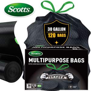 Scotts 120 Bolsas de Basura Negras Grandes de 30 Galones, Desechables, Resistentes a Desgarros, con Cordón, para Contenedores de Basura Grandes de Cocina, Uso Doméstico - Product Image 3