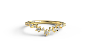 Luxury 18K Gold Chevron Cluster Round Diamond Curved Ring V Shaped Band Stackable Engagement Ring Fine Jewelry Gift for Women - Product Image 1