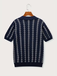 เสื้อเชิ้ตผู้ชายลายแจ็คการ์ด แขนสั้น ผ้าถัก สวมใส่สบาย พรีเมียม สำหรับฤดูร้อน ปรับแต่งได้ น้ำหนักเบา เป็นมิตรกับสิ่งแวดล้อม ระบายอากาศได้ดี - Product Image 6