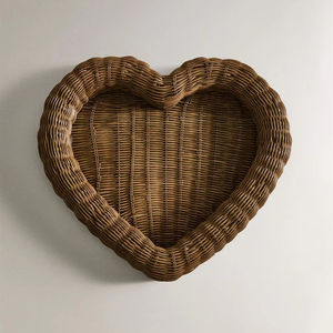 Bandeja de mimbre tejida a mano con forma de corazón, bandeja para servir desayuno, bandeja decorativa para decoración del hogar, mesa de café, exhibición en la cocina - Product Image 1